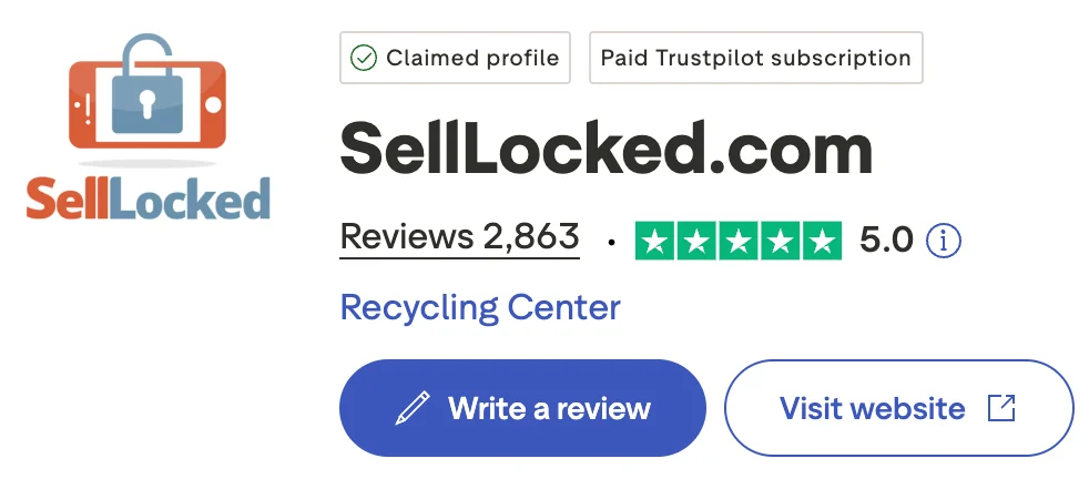 SellLocked's 5.0 star Trustpilot rating, based on over 2,800 customer reviews